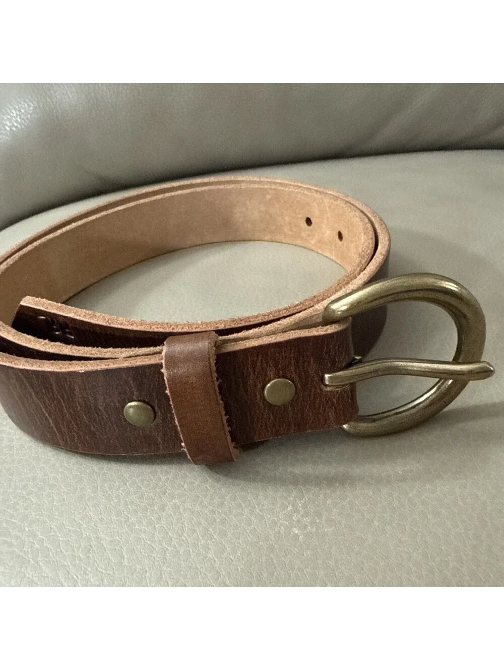 RRL Double RL Distressed Tan Leather Belt Made in Italy Size 34 Width 1 inch